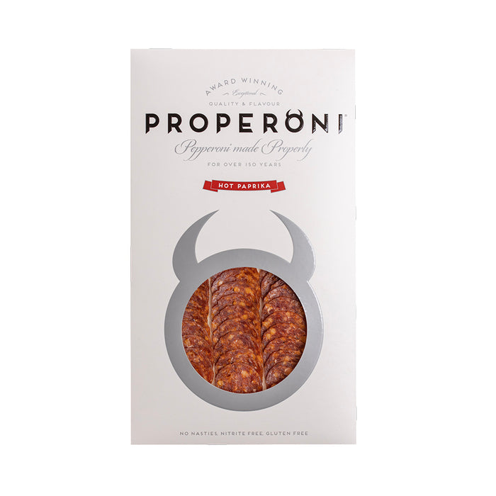 Properoni Hot Sliced Pepperoni (80g) | Click this image to open up the product gallery modal. The product gallery modal allows the images to be zoomed in on.