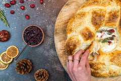 Christmas Wreath with Baked Camembert and Cranberry Dip