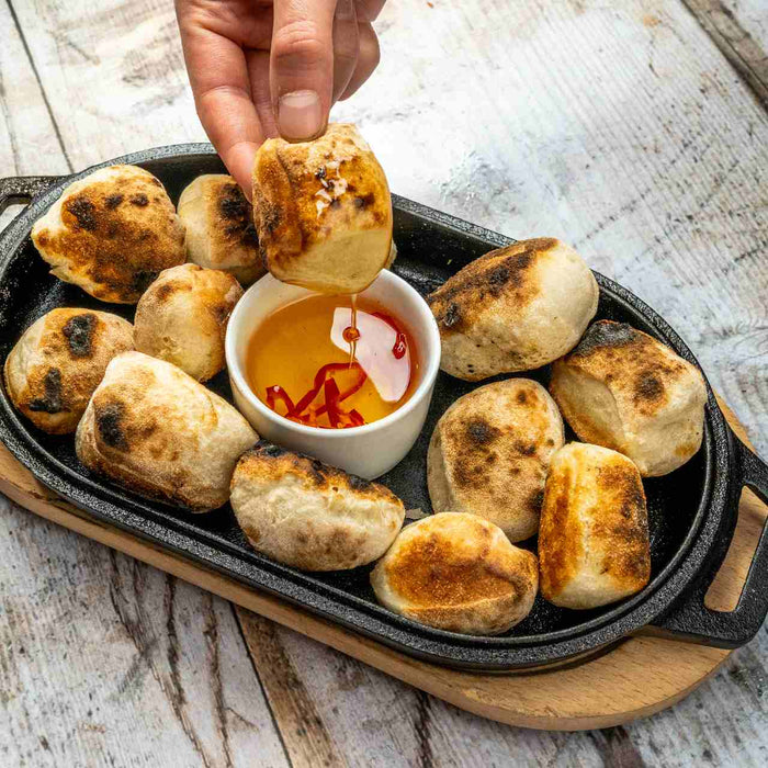 Dough balls with hot honey sauce