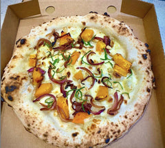 Pumpkin and Balsamic Onion Pizza with Sage and Pine Nuts