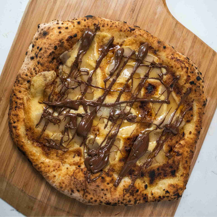 Nutella, Frangipane and Poached Pear Pizza