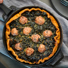 German Wintergang Pizza with Kale and Mett Sausage