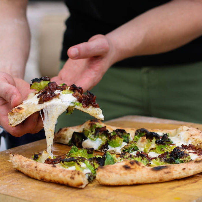 Brussels Sprout & Apple-Bacon Jam Pizza