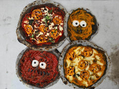 Halloween Pizzas with Charcoal Activated Dough