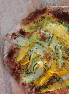 Courgette Ribbon Pizza with Spring Onions and Garlic Butter