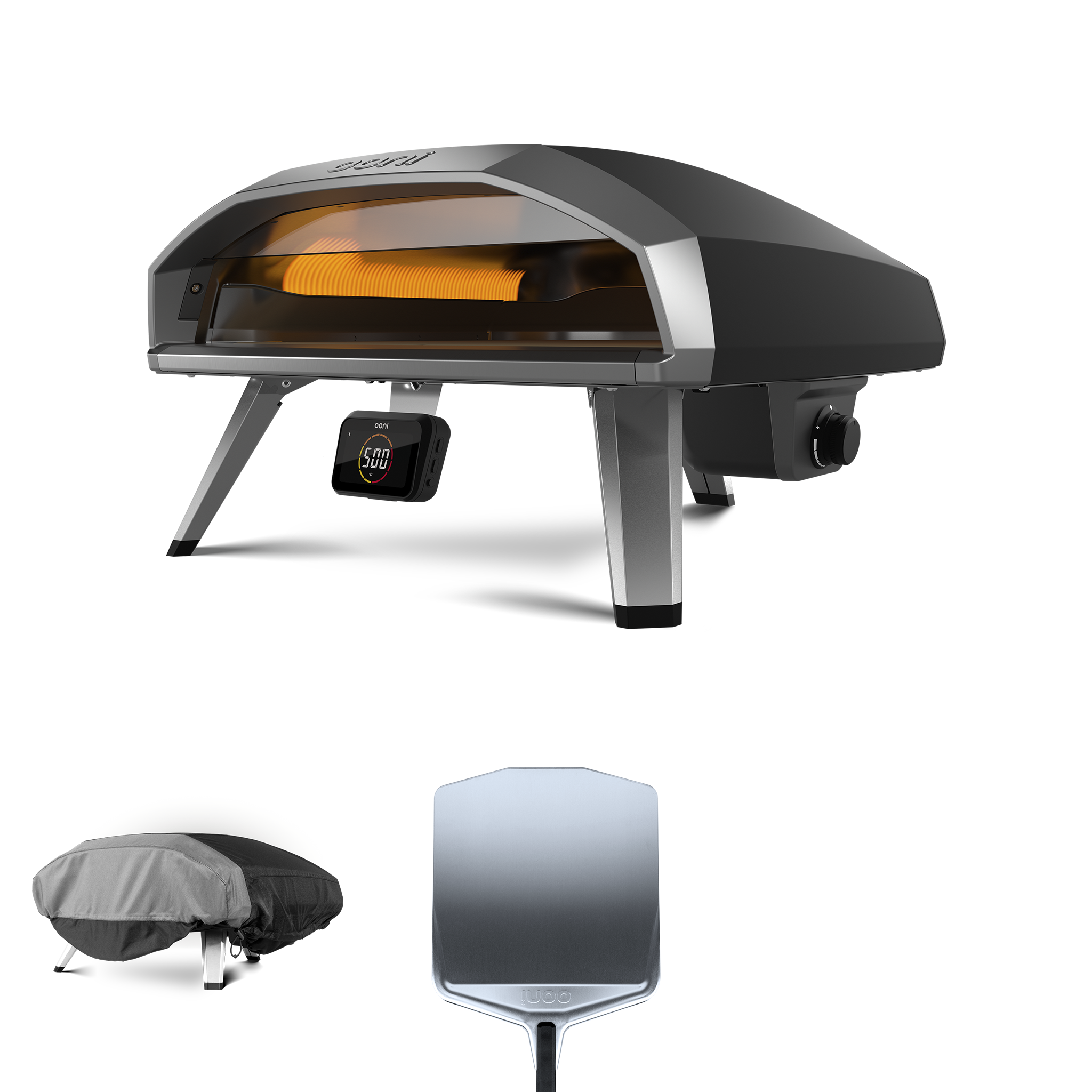 Ooni Koda 2 Pro Essentials Bundle - in Foundry Black. includes oven cover and pizza peel