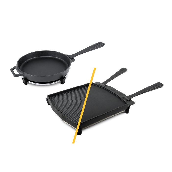 Ooni Dual-Sided Grizzler Plate and Cast Iron Skillet Pan Bundle - 1