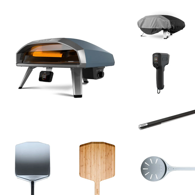 Koda 2 Pro Ultimate Bundle - slate blue - including koda 2 pro, cover, digital infrared thermometer, pizza oven brush, turning peel, bamboo peel and pizza peel. 