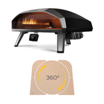 Ooni Koda 2 Max Gas Powered Pizza Oven and rotating stone on white background
