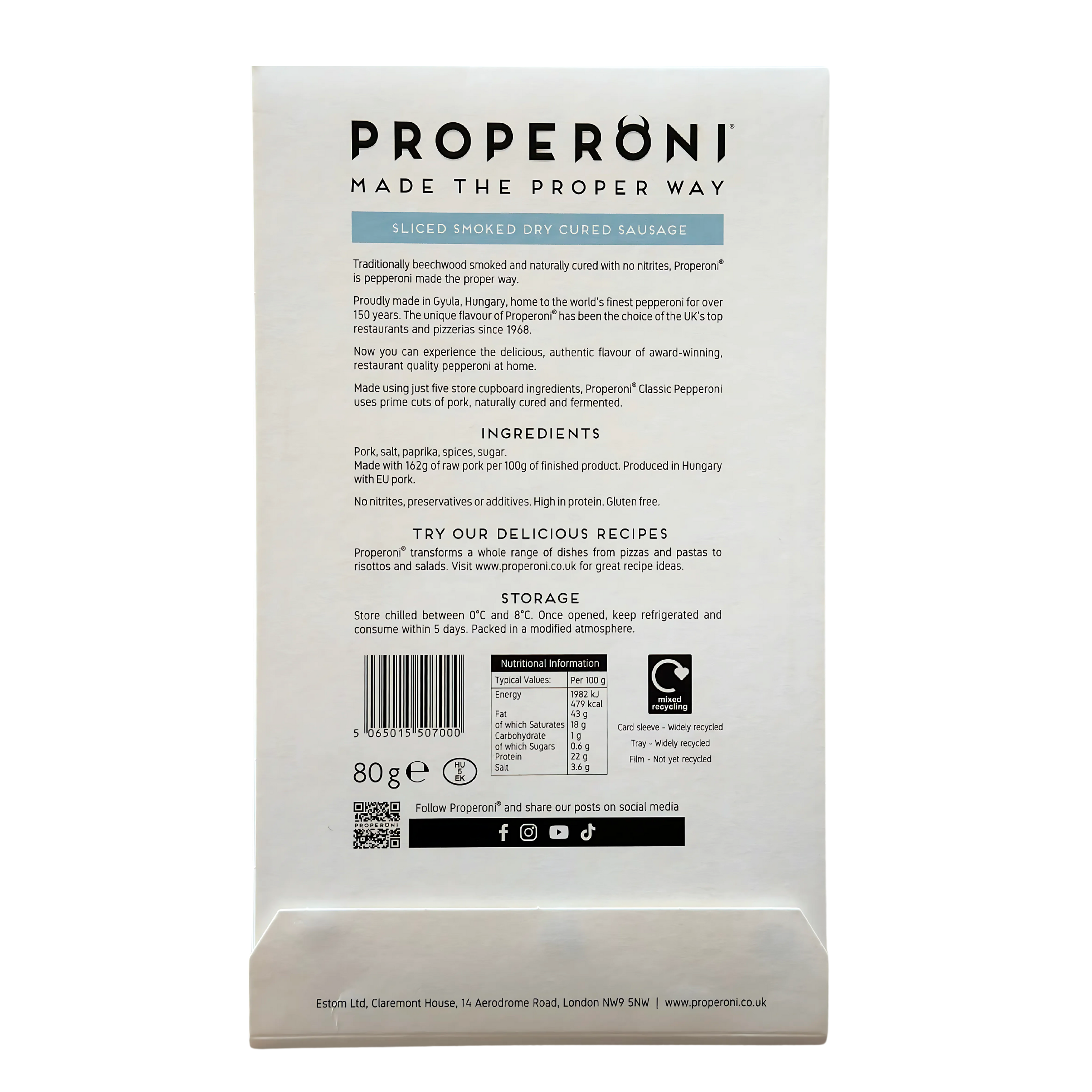 Properoni - Classic Sliced Pepperoni (80g) - Ooni United Kingdom