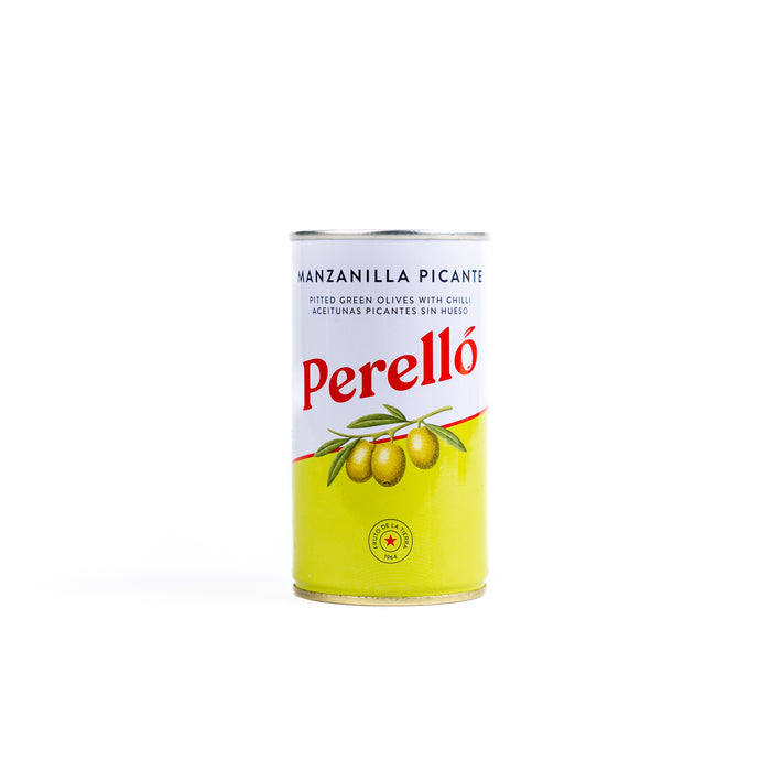 Perello Manzanilla Pitted Olives (350g) | Click this image to open up the product gallery modal. The product gallery modal allows the images to be zoomed in on.