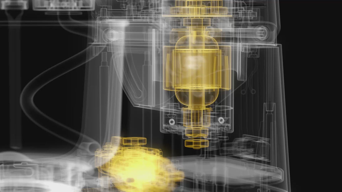 Technical graphic showing the inside parts of a Halo Core Spiral Mixer. 