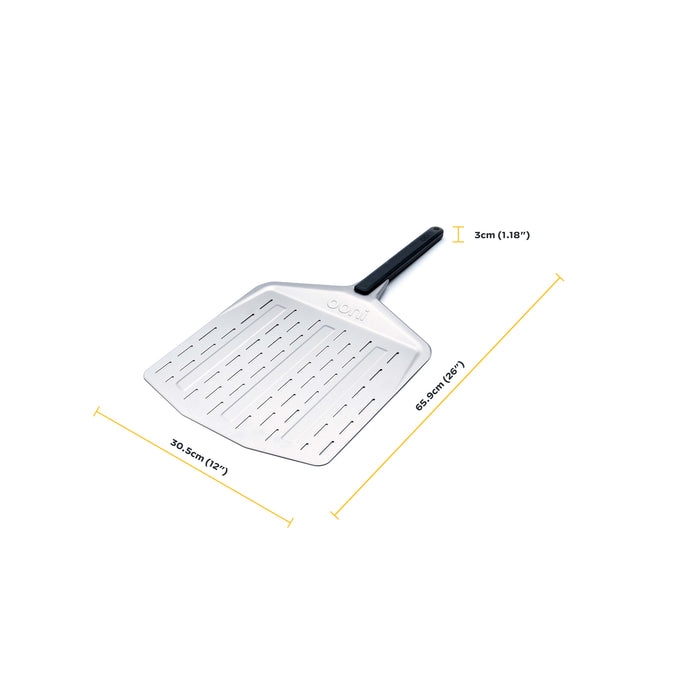 Ooni 12″ Perforated Pizza Peel Measurements | Click this image to open up the product gallery modal. The product gallery modal allows the images to be zoomed in on.